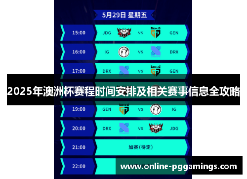 2025年澳洲杯赛程时间安排及相关赛事信息全攻略